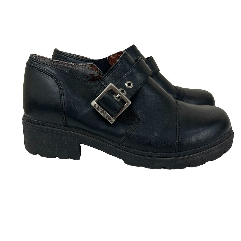Harley-Davidson Buckle Loafer Shoes Women’s Size 11 Moto Chunky Leather Black